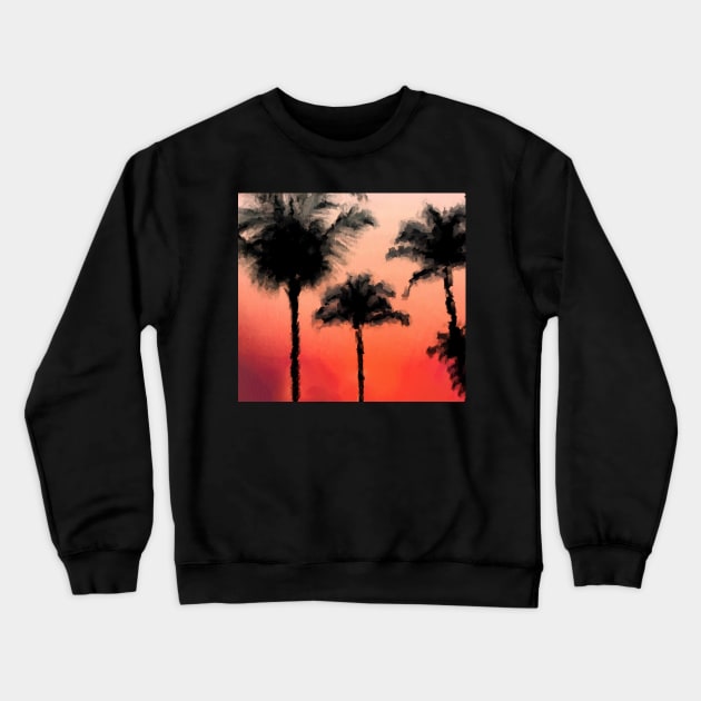 Silhouettes of Coconut trees Crewneck Sweatshirt by DigitPaint